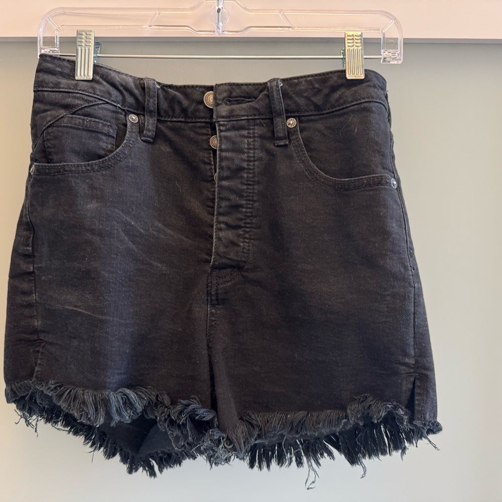 We The Free Black Denim Frayed Hem Women Shorts size 27